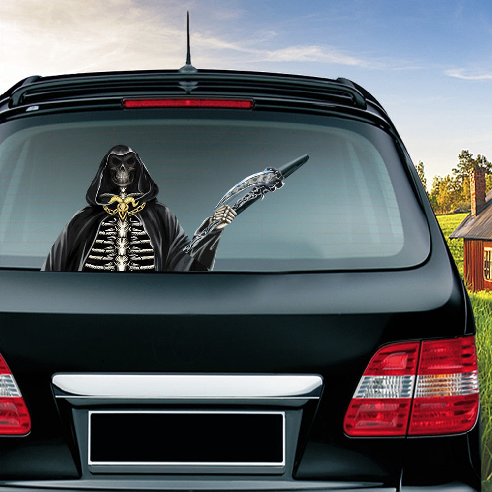 Grim Reaper 'Skeleton | Grinning' Vinyl Car Wiper Sticker