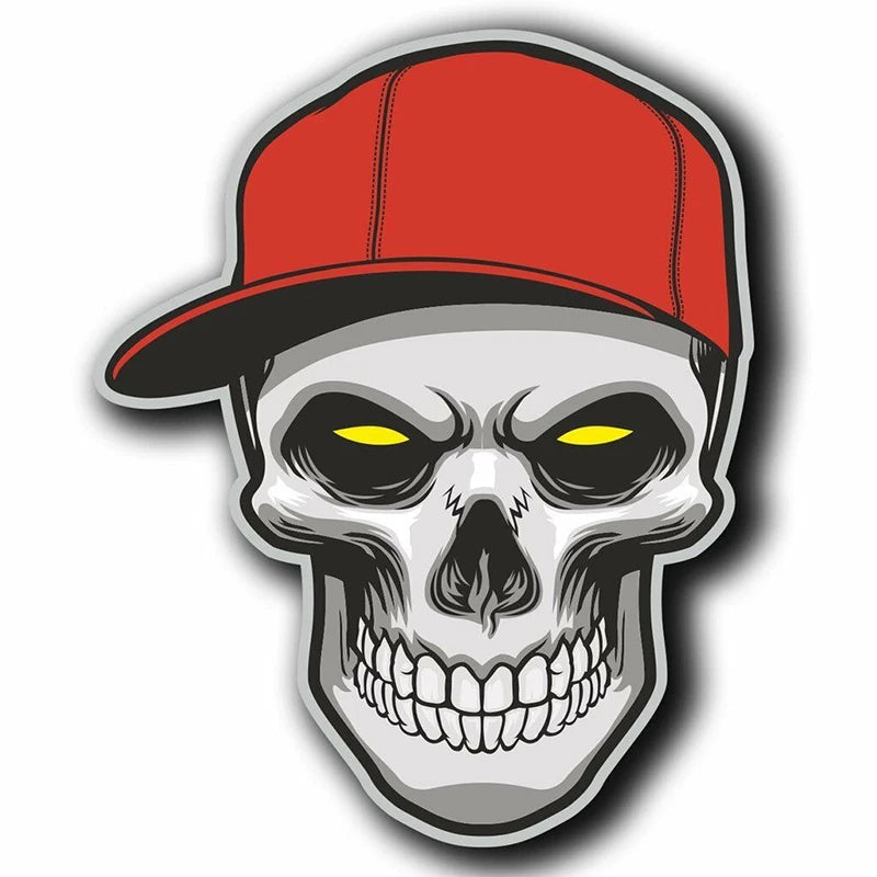 Skull 'Wearing Red Cap' Vinyl Car Sticker