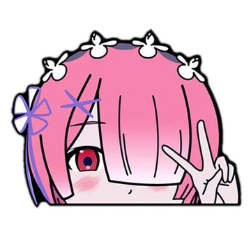 Re:Zero 'Cute Ram | Peace Sign' Vinyl Car Peeker Sticker