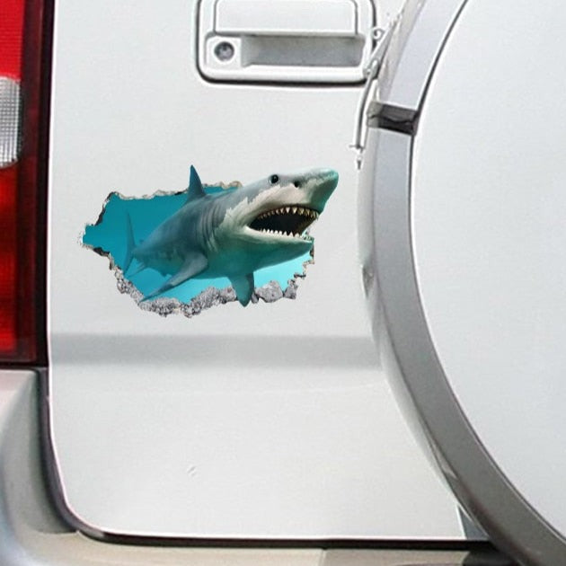 Smashed Hole 'Shark | Hungry' Vinyl Car Sticker