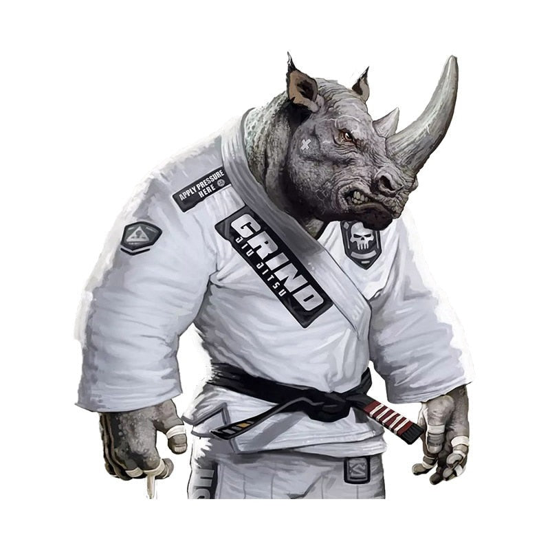 Jiu Jitsu 'Rhino Fighter' Vinyl Car Sticker