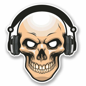 Skull 'Wearing Headphones' Vinyl Car Sticker