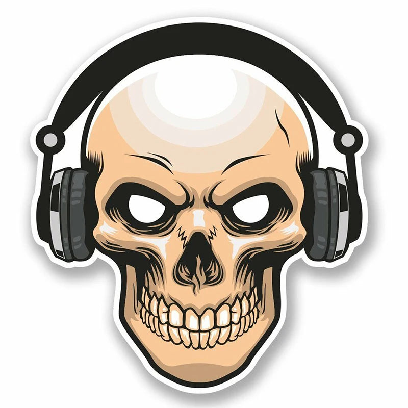 Skull 'Wearing Headphones' Vinyl Car Sticker