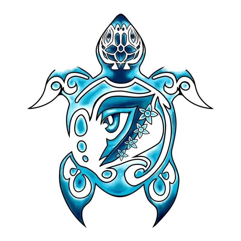 Amazing Tribal Turtle 'Blue Turtle | One Eye Design' Vinyl Car Sticker