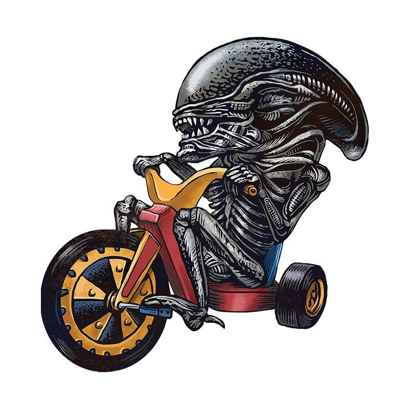 Xenomorph 'Riding A Bike' Vinyl Car Sticker