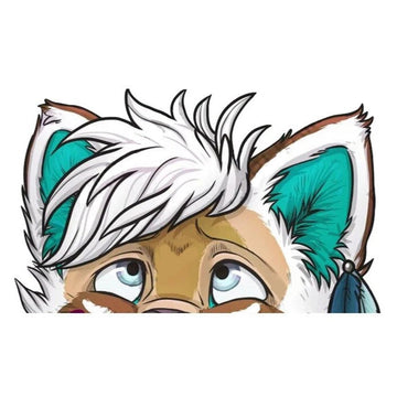 YCH Peace Sign 'White Fur Wolf' Vinyl Car Peeker Sticker