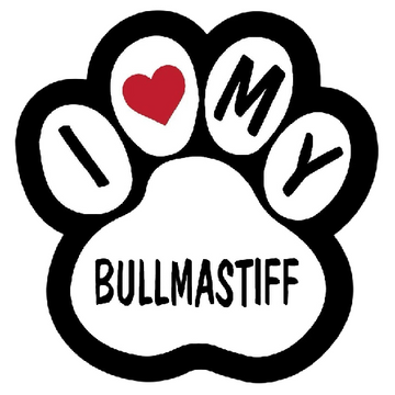 Dog Paw 'I Love My Bullmastiff' Vinyl Car Sticker