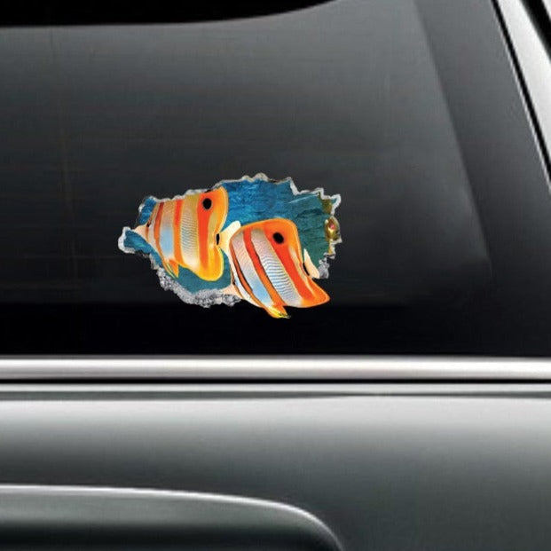 Smashed Hole 'Copperband Butterflyfish' Vinyl Car Sticker