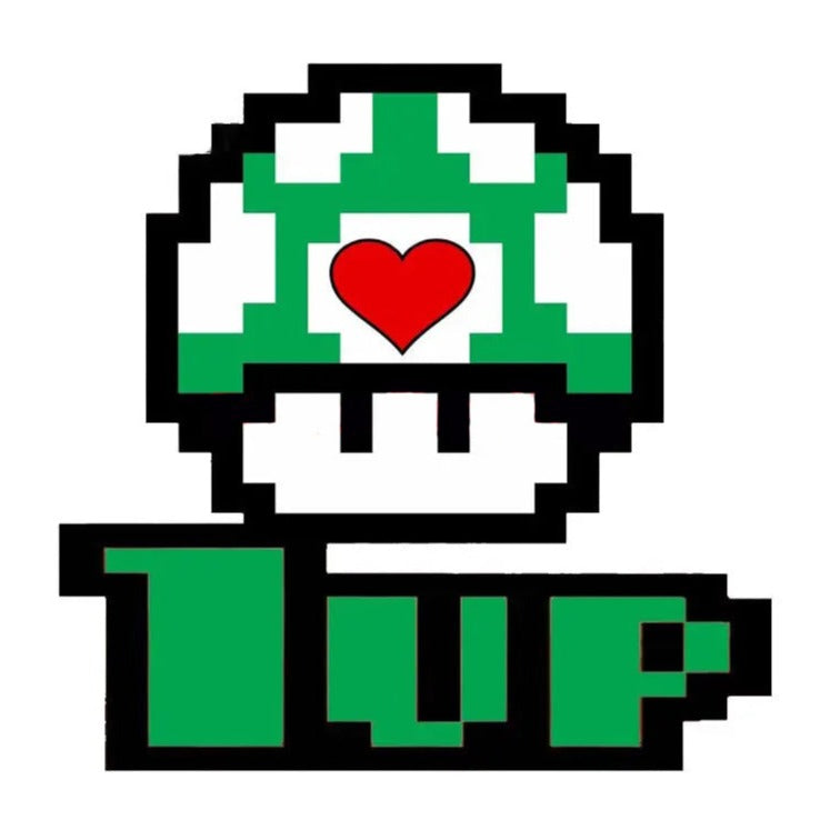 Super Mario Bros. '1Up Mushroom Pixel | Heart' Vinyl Car Sticker