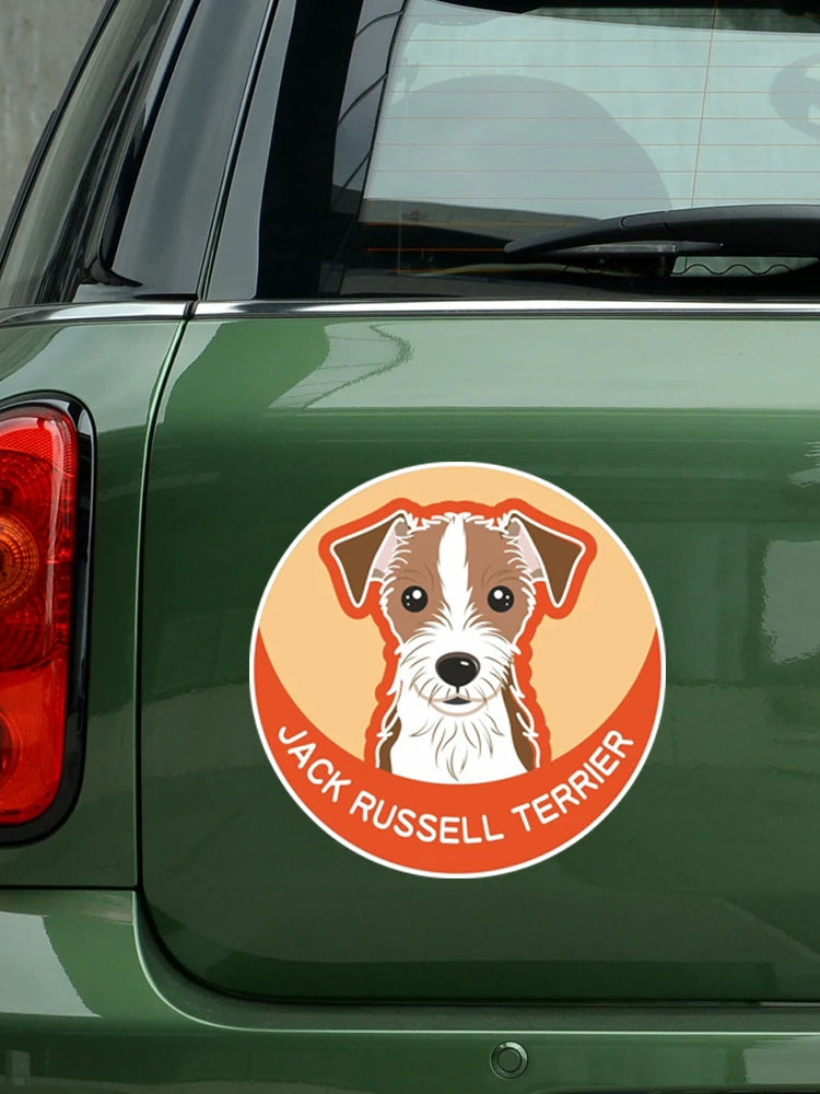 Jack Russell Terrier Dog 'Round' Vinyl Car Sticker