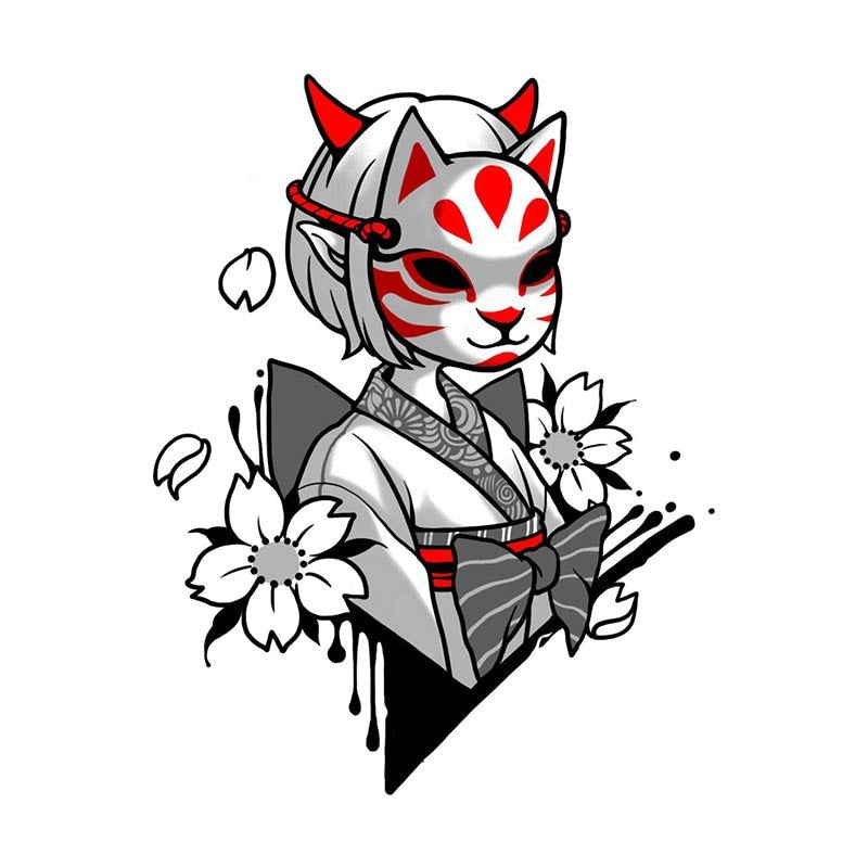 Cute Anime 'Kitsune Mask | Kimono' Vinyl Car Sticker