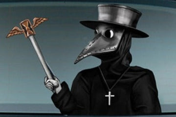 Plague Doctor 'Winged Hourglass Cane' Vinyl Car Wiper Sticker