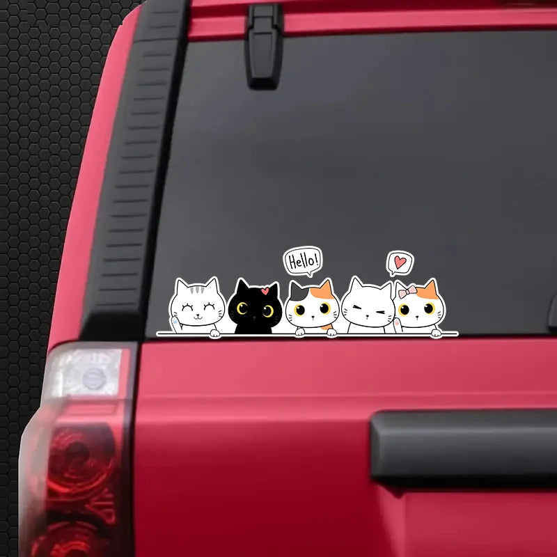 Cute 'Lovely Cats' Vinyl Car Peeker Sticker