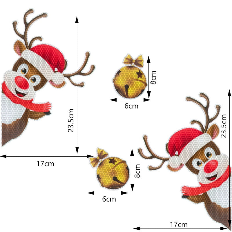 Christmas Decor 'Rudolph and Bells' Vinyl Car Magnetic Sticker
