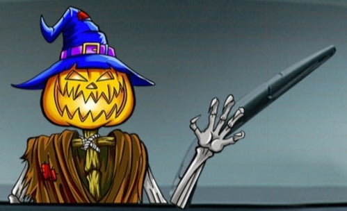 Halloween 'Scarecrow Pumpkin | Witch Hat' Vinyl Car Wiper Sticker