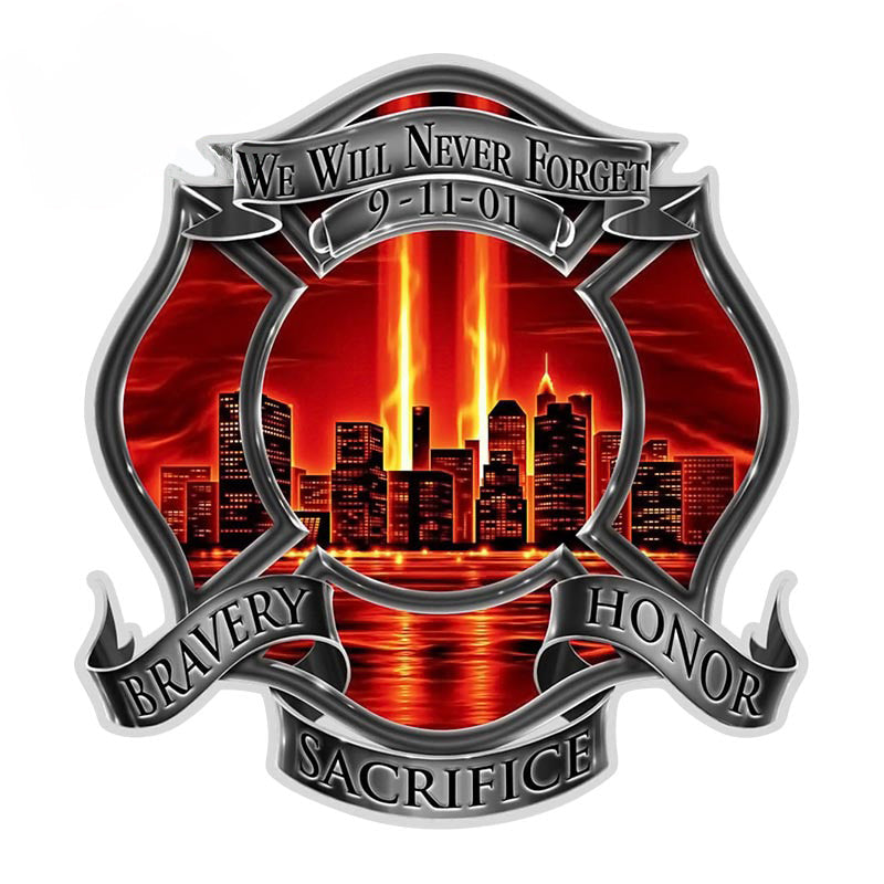 Fire Fighter 'We Will Never Forget | Bravery | Sacrifice | Honor' Vinyl Car Sticker