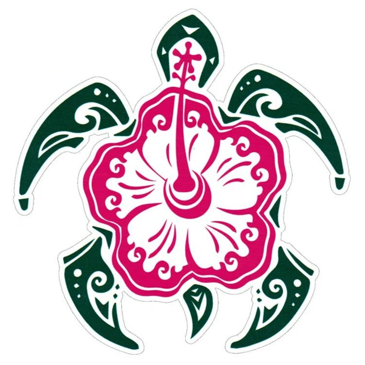 Tribal Turtle Sea 'Tribal Hibiscus Turtle | Gumamela Flower' Vinyl Car Sticker
