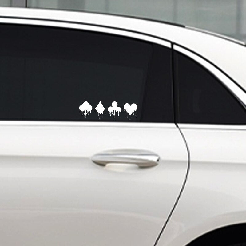 Playing Cards Symbol 'Spade-Diamond-Club-Heart | Melting' Vinyl Car Sticker