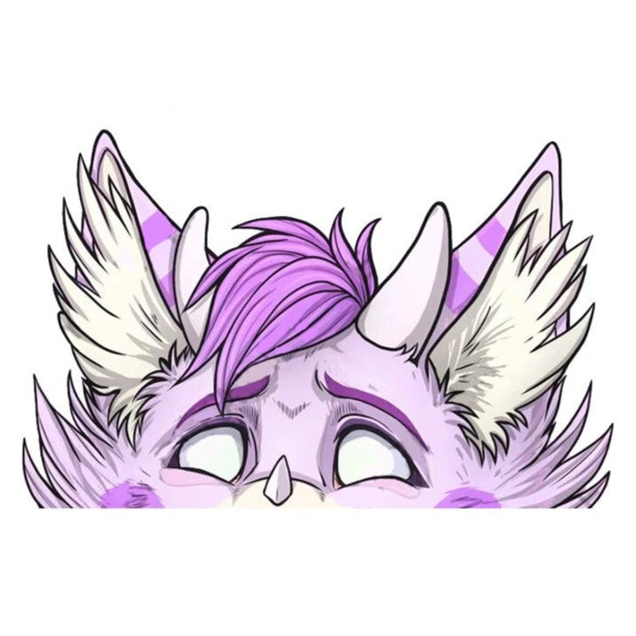 YCH Peace Sign 'Light Violet Fur Wolf' Vinyl Car Peeker Sticker