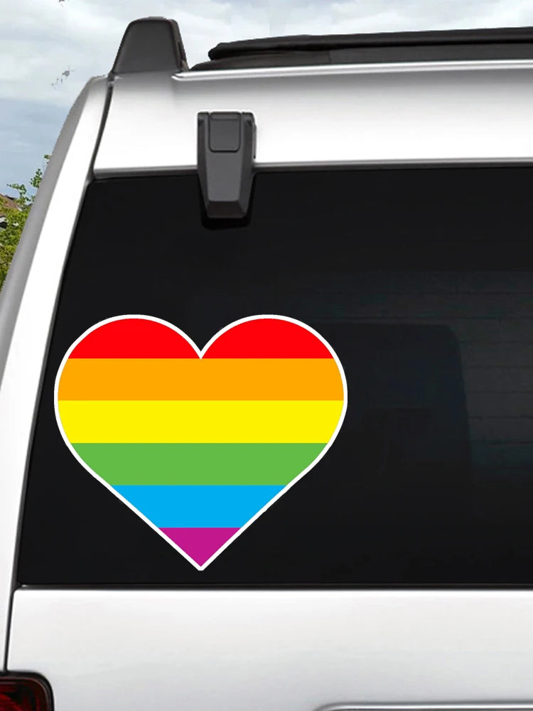 LGBTQ+ 'Rainbow Pride Heart' Vinyl Car Sticker