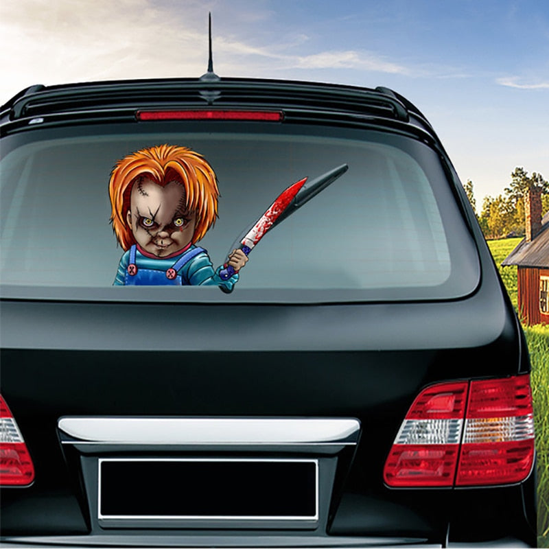 Child's Play 'Chucky Doll | Bloody Knife' Vinyl Car Wiper Sticker