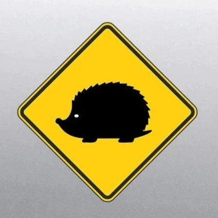 Hedgehog 'Yellow Warning Sign' Vinyl Car Sticker
