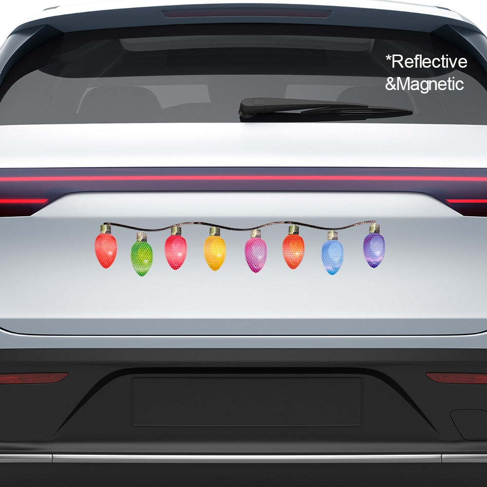 Cute Christmas Decor 'Colored Light Bulbs | 8 Pieces' Vinyl Car Magnetic Sticker