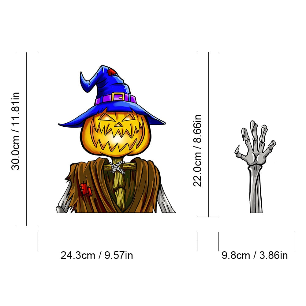Halloween 'Scarecrow Pumpkin | Witch Hat' Vinyl Car Wiper Sticker