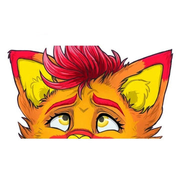 YCH Peace Sign 'Orange Fur Wolf' Vinyl Car Peeker Sticker
