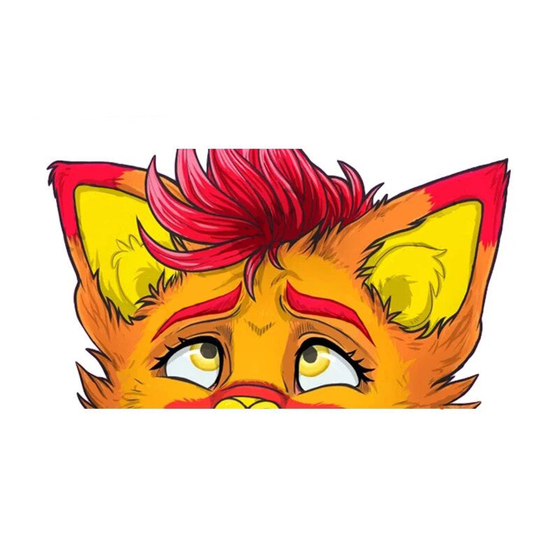 YCH Peace Sign 'Orange Fur Wolf' Vinyl Car Peeker Sticker