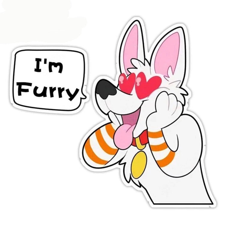 Cute Comic Wolf 'I'm Furry | In Love' Vinyl Car Sticker