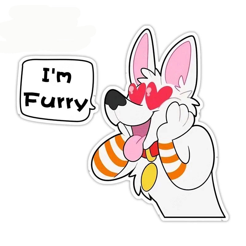 Cute Comic Wolf 'I'm Furry | In Love' Vinyl Car Sticker