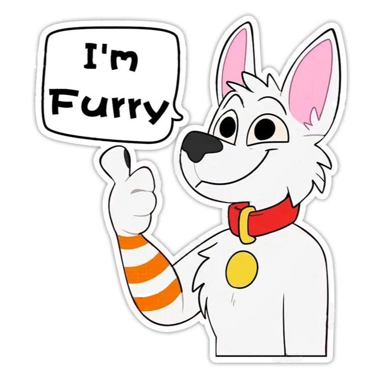Cute Comic Wolf 'I'm Furry | Thumbs Up' Vinyl Car Sticker