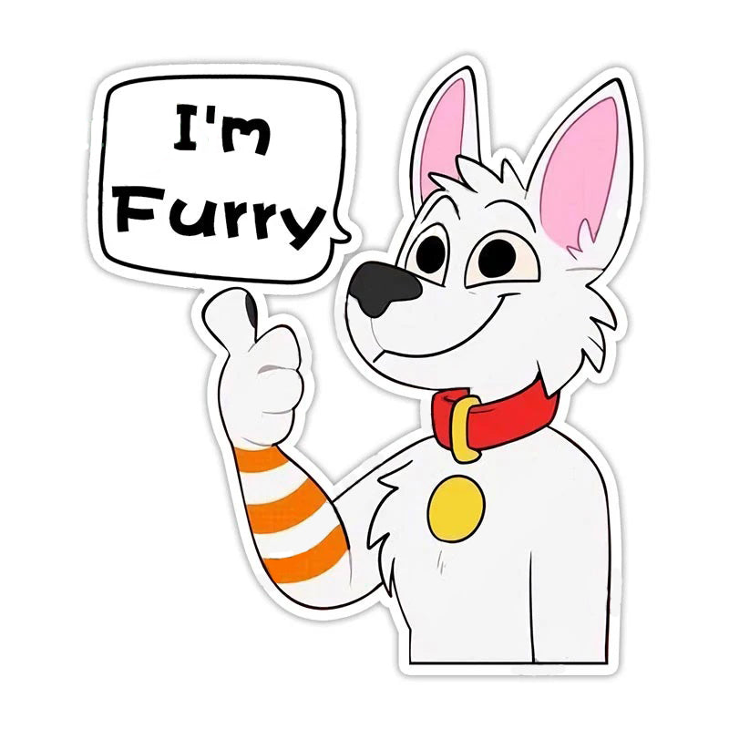 Cute Comic Wolf 'I'm Furry | Thumbs Up' Vinyl Car Sticker