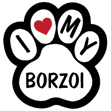 Dog Paw 'I Love My Borzoi' Vinyl Car Sticker