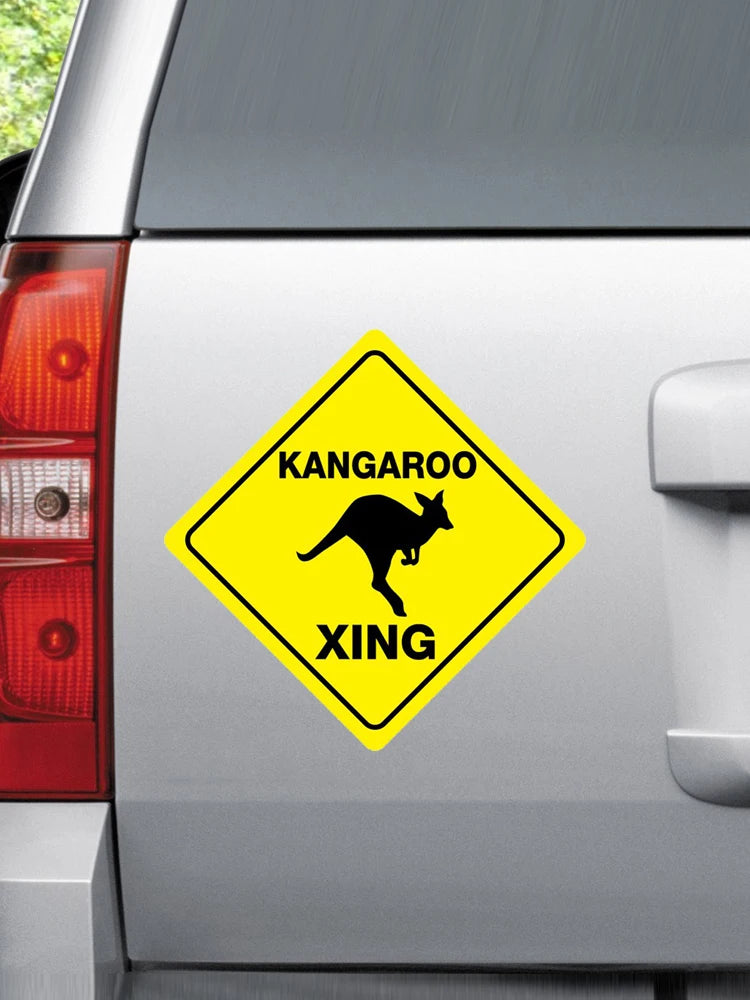 Kangaroo Xing 'Warning Sign' Vinyl Car Sticker
