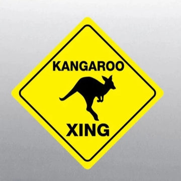 Kangaroo Xing 'Warning Sign' Vinyl Car Sticker