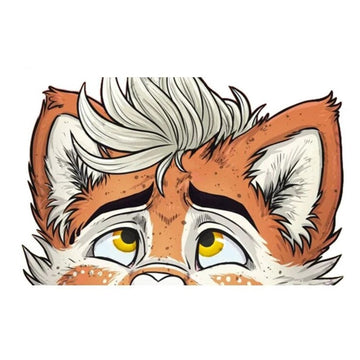 YCH Peace Sign 'Brown Fur Wolf' Vinyl Car Peeker Sticker