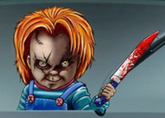 Child's Play 'Chucky Doll | Bloody Knife' Vinyl Car Wiper Sticker