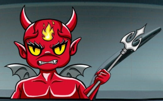 Halloween 'Devil | Fire On Forehead' Vinyl Car Wiper Sticker