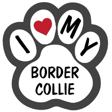 Dog Paw 'I Love My Border Collie' Vinyl Car Sticker