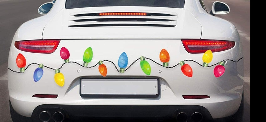 Cute Christmas Decor 'Colored Light Bulbs | 16 Pieces 2.0' Vinyl Car Magnetic Sticker