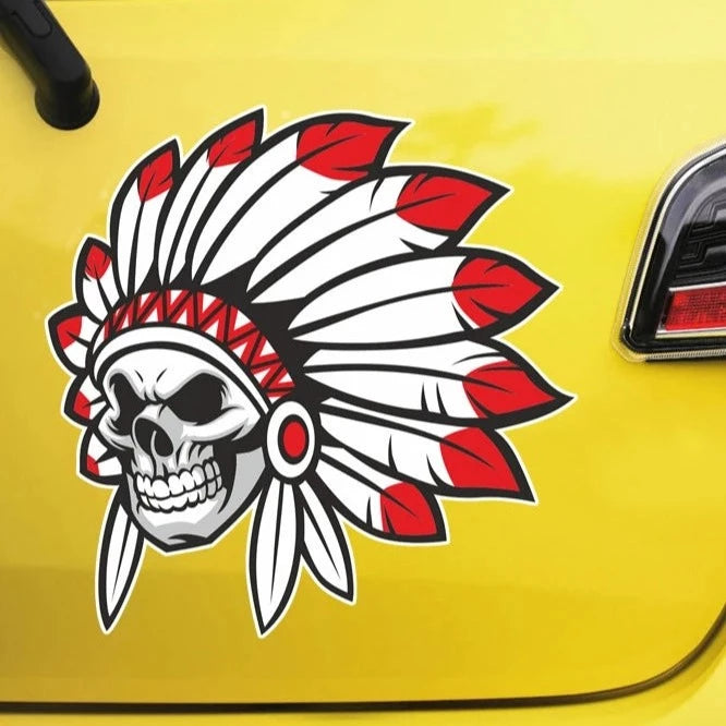 Indian Skull 'Head' Vinyl Car Sticker