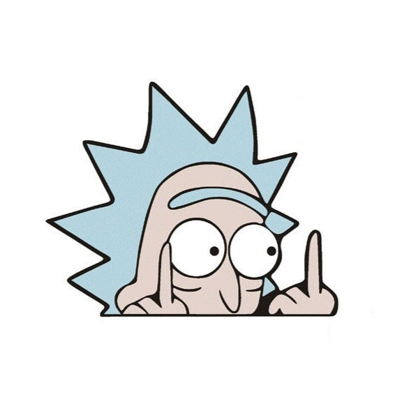 Rick and Morty 'Shocked Rick | F U' Vinyl Car Peeker Sticker