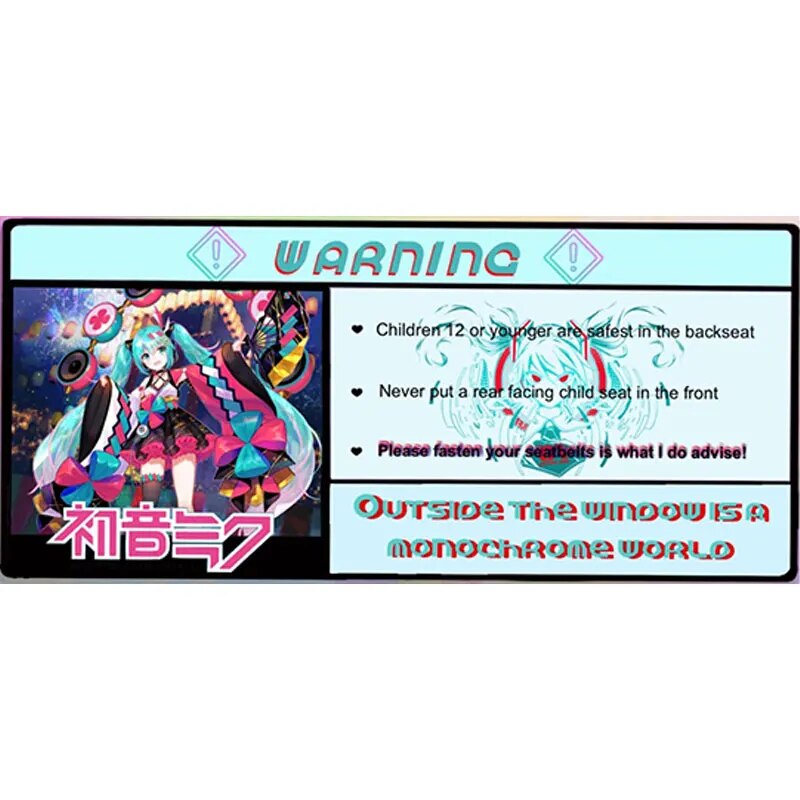 Warning Sign 'Hatsune Miku | Outside The Window Is A Monochrome World' Vinyl Car Sticker