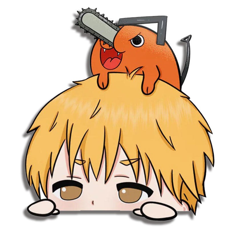 Chainsaw Man 'Chibi Denji and Pochita' Vinyl Car Peeker Sticker