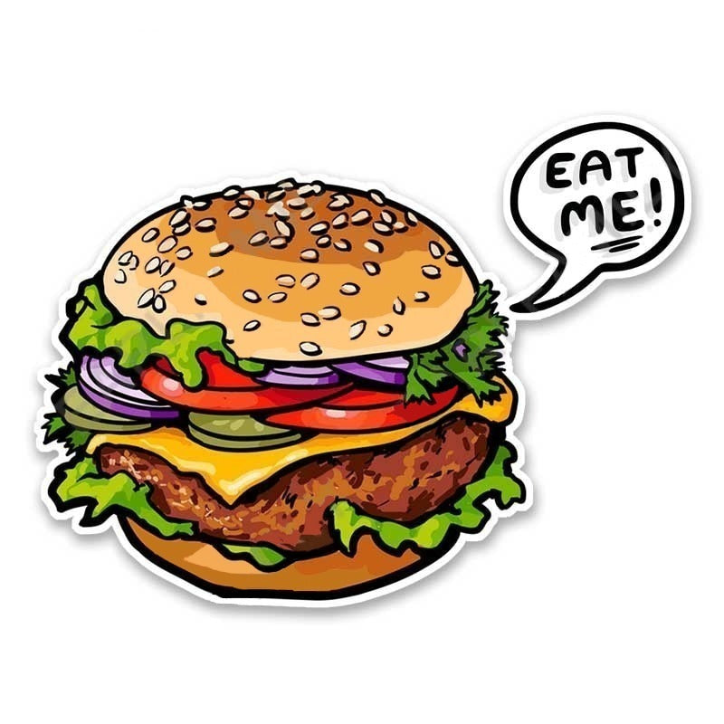 Food 'Cheese Hamburger | Eat Me!' Vinyl Car Sticker