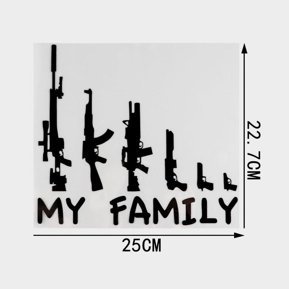 Military Tactical 'My Family | Tactical Guns | 1.0' Vinyl Car Sticker