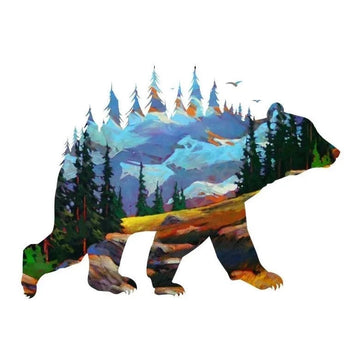 Bear 'Snow Mountain Image' Vinyl Car Sticker