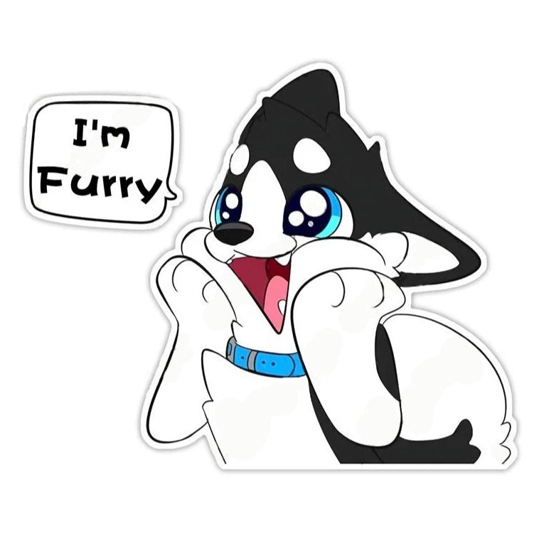 Cute Comic Wolf 'I'm Furry | Shocked' Vinyl Car Sticker